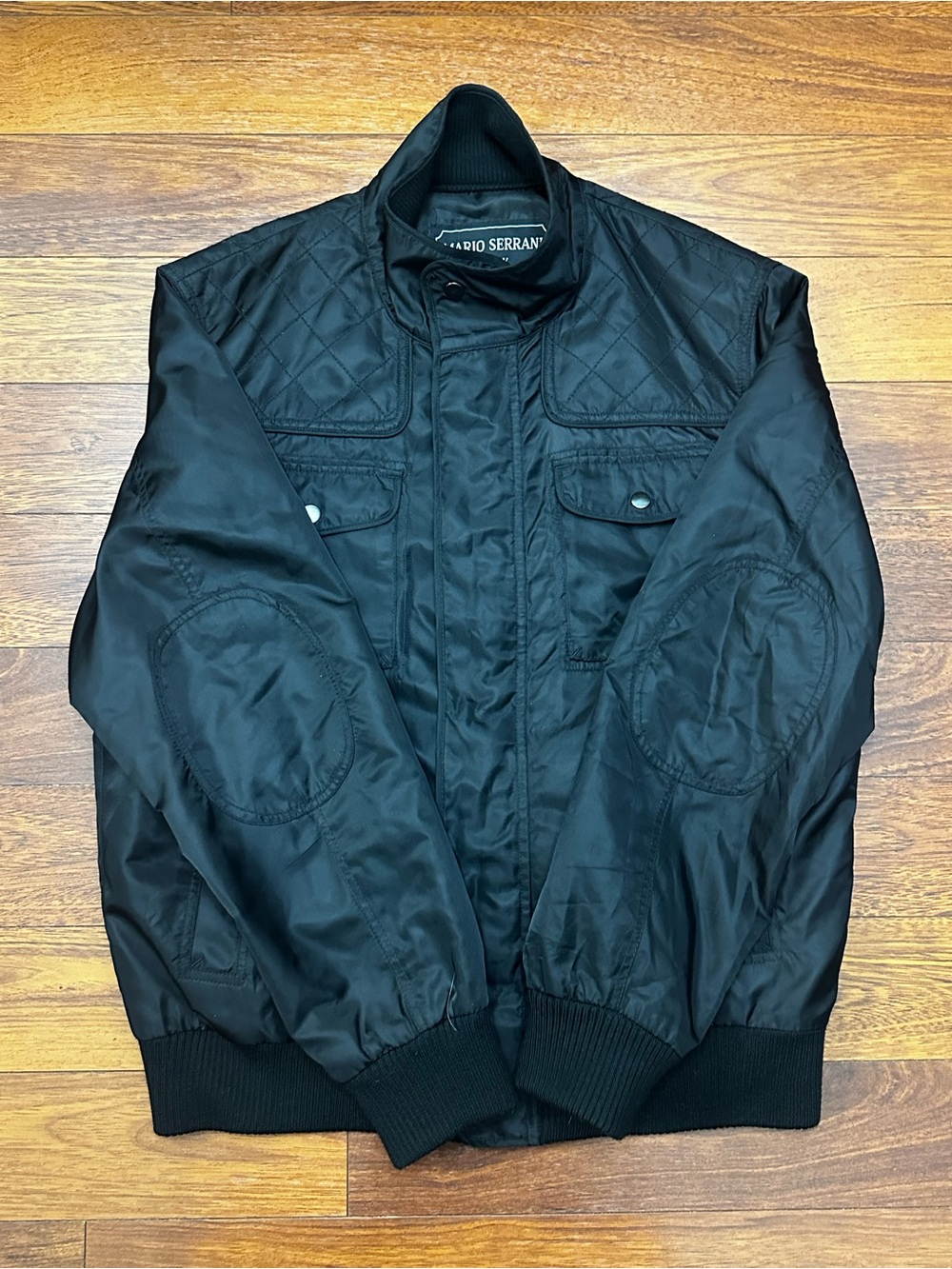 Mario Serrani Men's Black Quilted Bomber Jacket